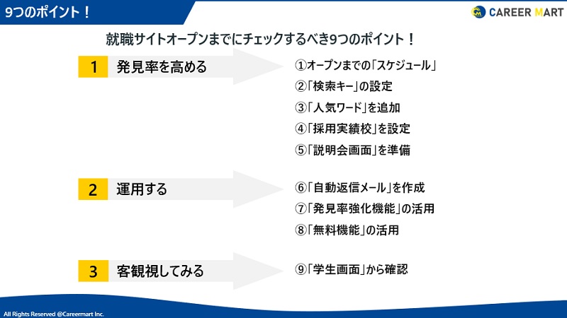 就職サイトオープンまでにチェックするべき9つのポイント！