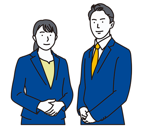 お問い合わせ受付中の男女のイラスト