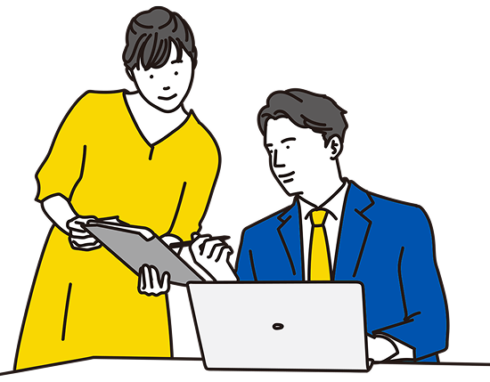 相談する男女のメインイメージイラスト
