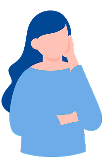 困った仕草の女性のイラスト